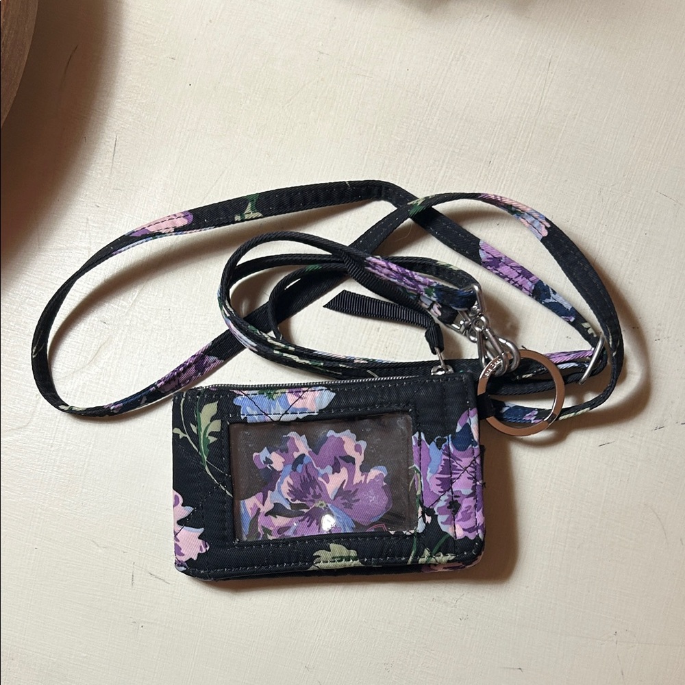Vera Bradley Black and Purple Floral ID Holder